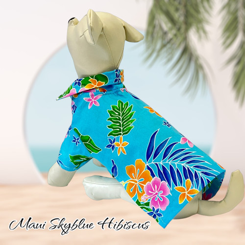 Aloha Shirt "Maui Sky Blue Hibiscus"