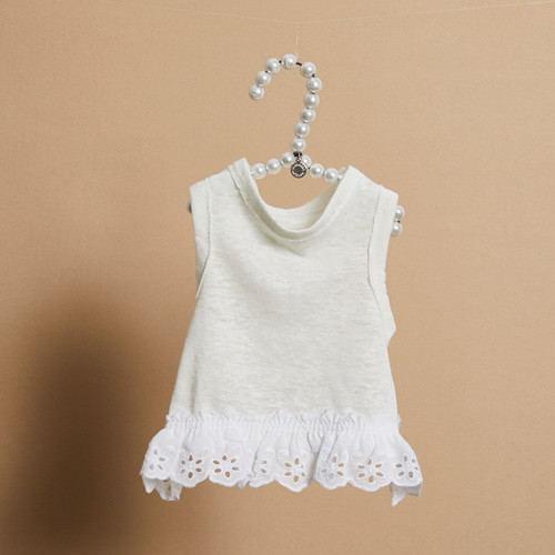 Louisdog White Frill Linen Sleeveless