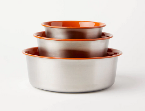 Slow Feeder Dog Bowl Orange - Anti Slip Stainless Steel