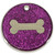 Purple glitter dog tag with bone design