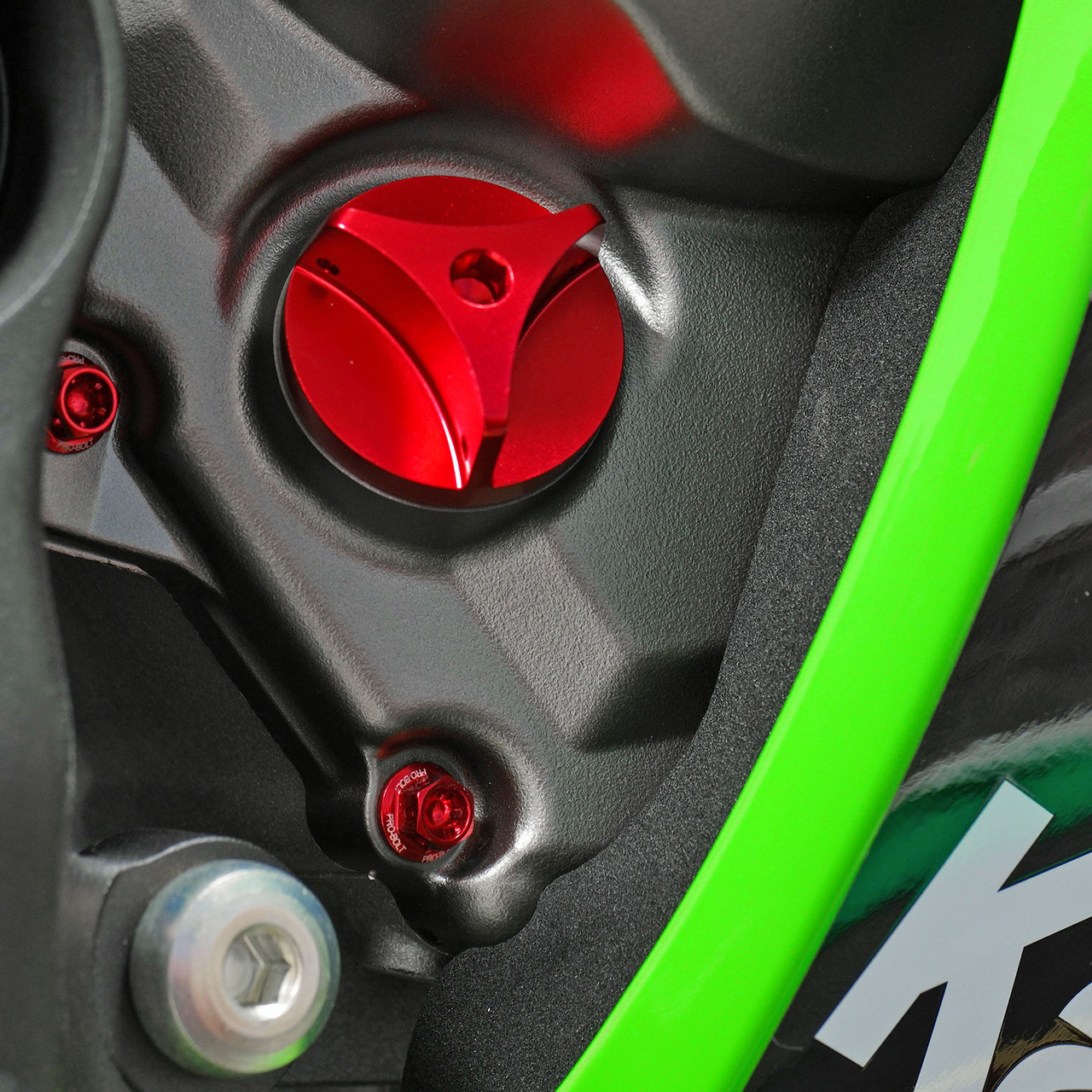 Oil Fill Cap Plug With Washer For Kawasaki KX & KDX Dirt Bikes - CNC Aluminum, Black, Replaces 16115-018