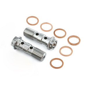 Stainless Steel Banjo Bolt Double M10x(1.25mm) Race Spec Rear Master Cylinder Pack x2