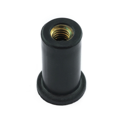 Black Rubber Nut With Brass Insert M6 x 1.0 x 25