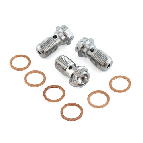 Stainless Steel Banjo Bolt Single M10x(1.00mm) Race Spec Rear Master Cylinder Pack x3