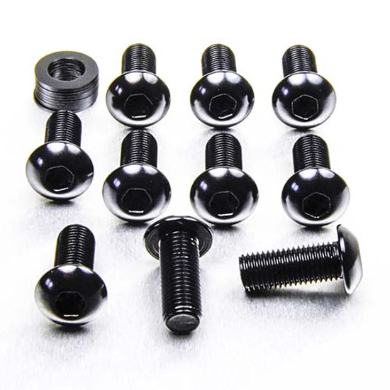 Aluminium Dome Head Bolt M10x(1.25mm)x25mm Pack x10 Black