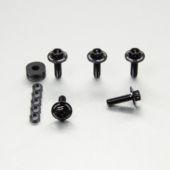 Aluminium Flanged Hex Bodywork Bolt M6x(1.00mm)x20mm Race Spec Etched Pack x5 Black