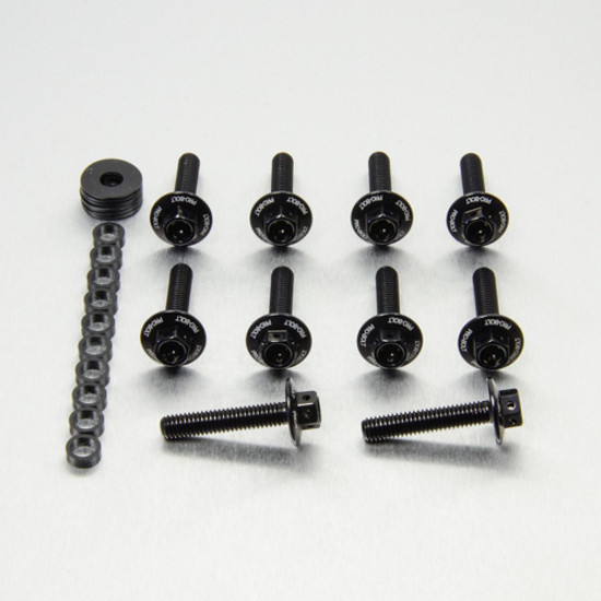 Aluminium Flanged Hex Bodywork Bolt M6x(1.00mm)x30mm Race Spec Etched Pack x10 Black