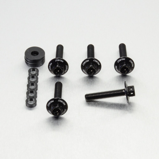 Aluminium Flanged Hex Bodywork Bolt M6x(1.00mm)x30mm Race Spec Etched Pack x5 Black