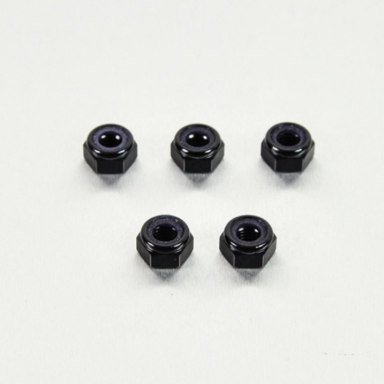 Aluminium Nylock Nuts M10x(1.25mm) Pack x5 Black