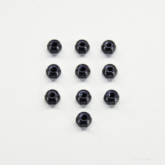 Aluminium Nylock Nuts M6x(1.00mm) Pack x10 Black