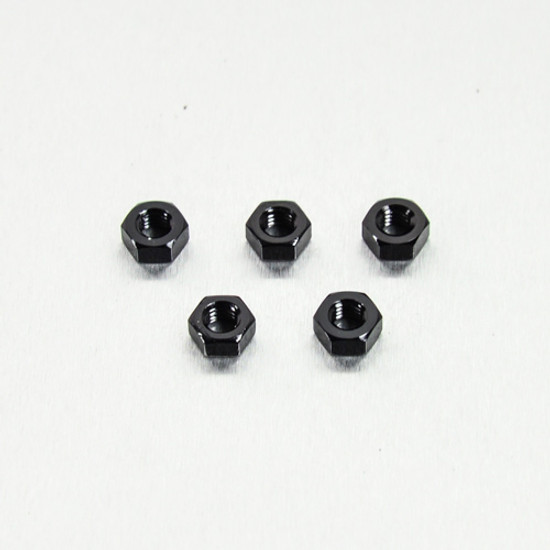 Aluminium Full Nuts M6 Left Hand Thread Pack x5 Black