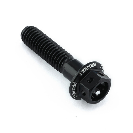 Aluminium Flanged Hex Head Bolt M6x(1.00mm)x25mm Race Spec Etched Black