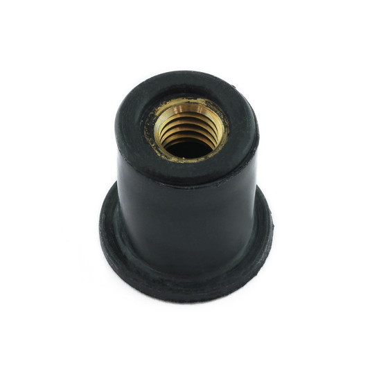 Black Rubber Nut With Brass Insert M6 x 1.0 x 15