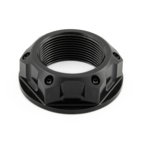 Aluminium Flanged Top Yoke Nut M22x(1.00mm) Open Black