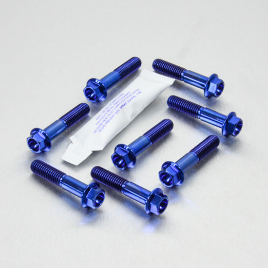 Titanium Top & Bottom Clamp Yoke Pinch Kit Blue