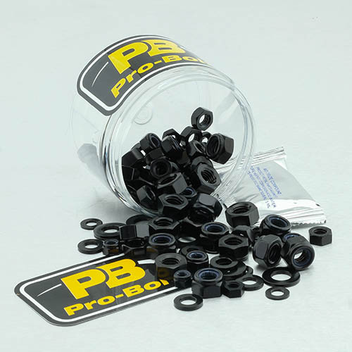 Aluminium Assorted Nut & Washer Tub 100 Piece Black