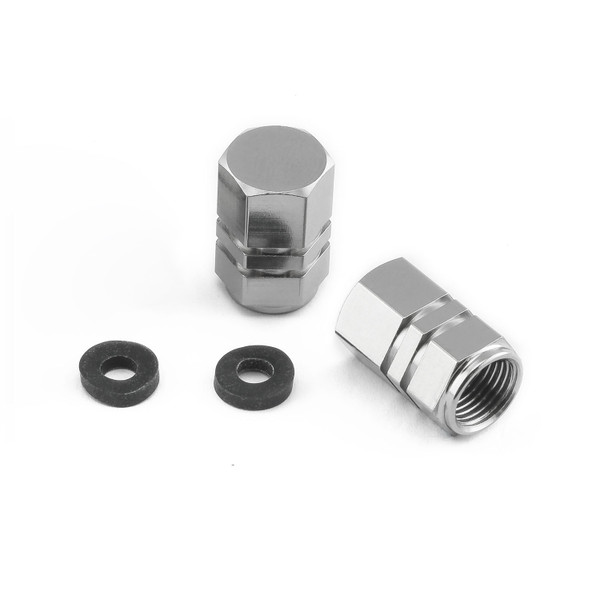 Titanium Dust Cap Hexagon To Fit Schrader Valves Pack x2