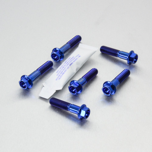 Titanium Top & Bottom Clamp Yoke Pinch Kit Blue