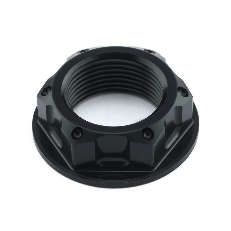 Aluminium Flanged Top Yoke Nut M24x(1.50mm) (Open) Black