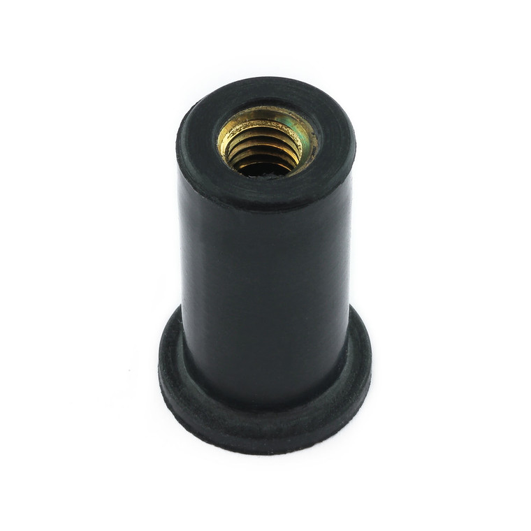 Black Rubber Nut With Brass Insert M6 x 1.0 x 25