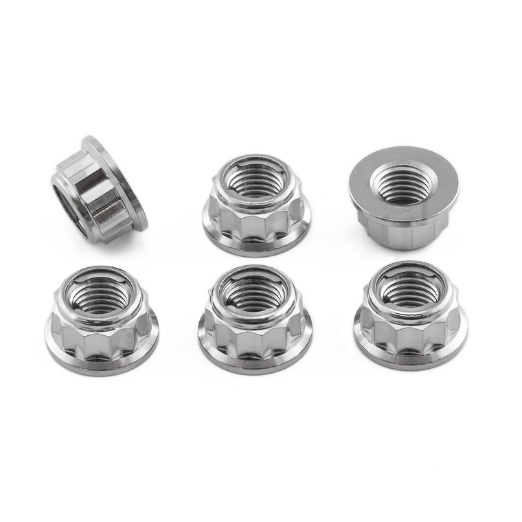 Titanium Sprocket Nuts M10x(1.00mm) Bi-Hex Lock Pack x6