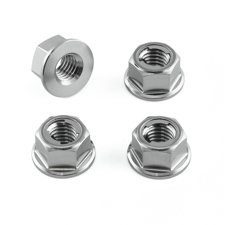 Titanium Flanged Metal Locknut M8x(1.25mm) Pack x4 (Sprocket fitment)
