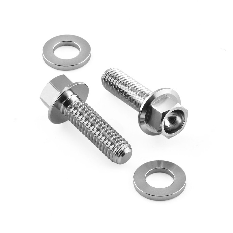 Stainless Steel Cycle Caliper Kit M6x(1.00)x20mm Flanged Hex Bolt & Washers