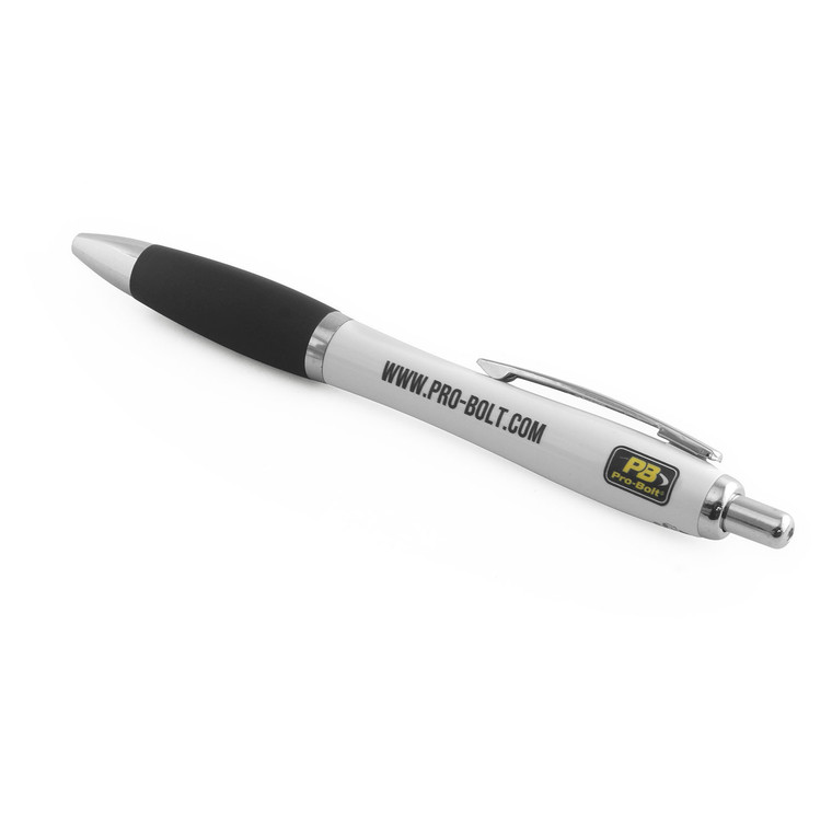 Pro-Bolt Pen White Barrel Black Grip - Black Ink (PRO-PEN-3)