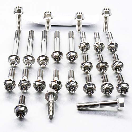 Stainless Steel Engine Kit Kawasaki KX250F 4 Stroke Flanged Hex Polished 11-12 img