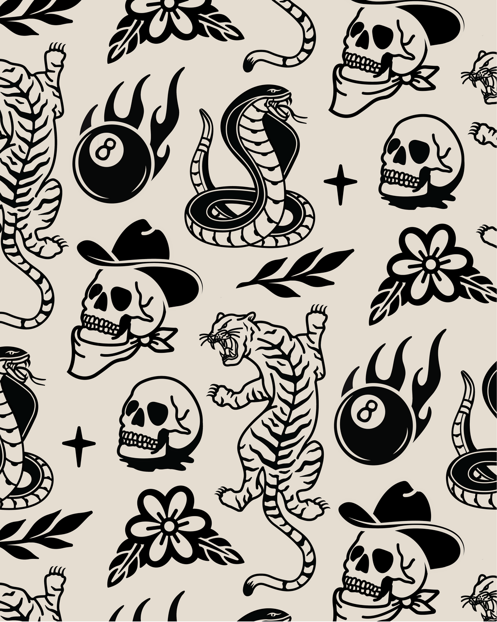 Flash Tattoo 3 Wrapping Paper Sheets - Daphna Sebbane