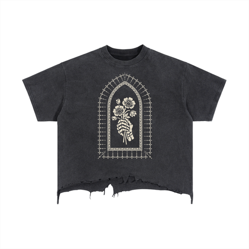Cathedral of Bones Boxy Distressed Hem Shirt
