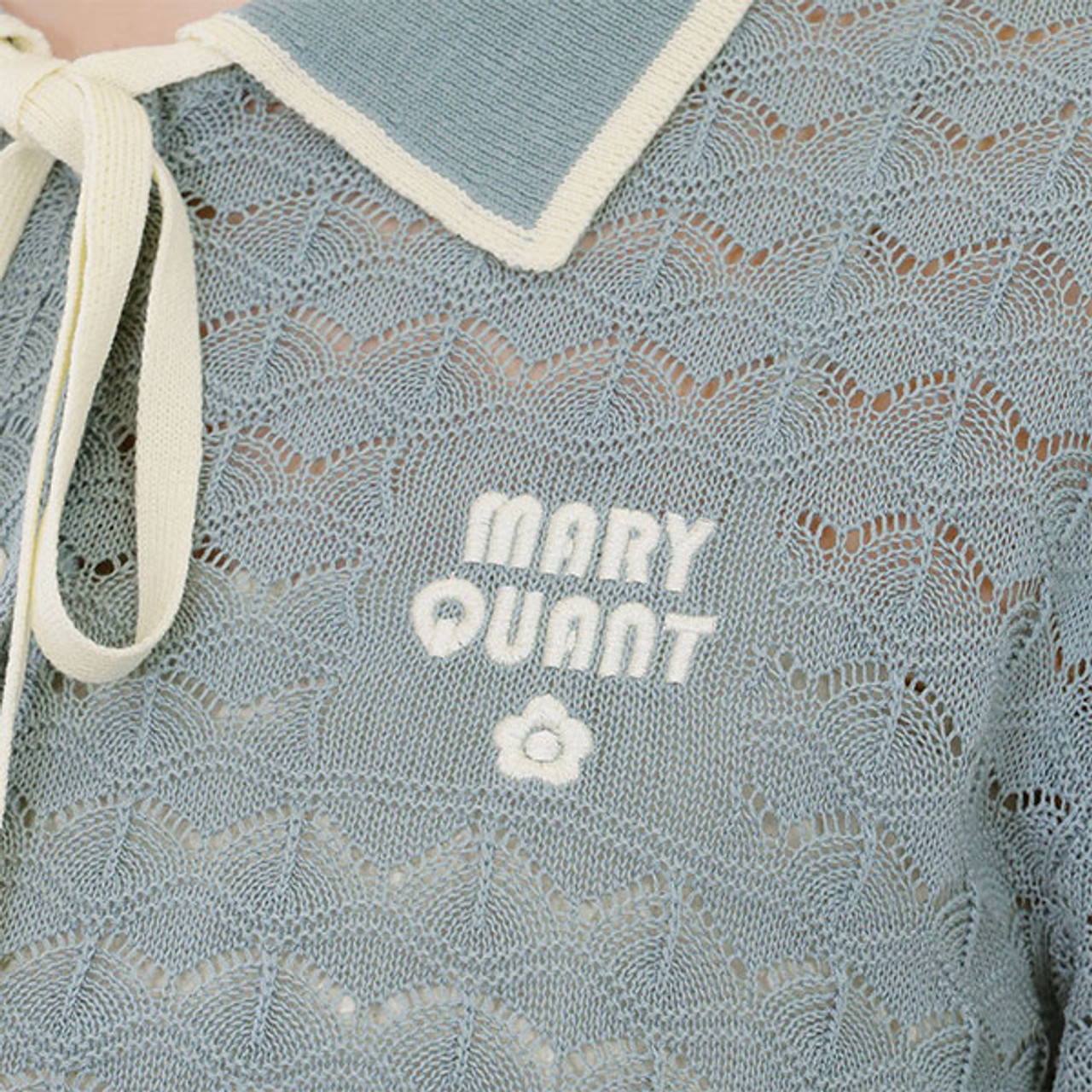 Retro Logo Crochet Polo Cardigan
