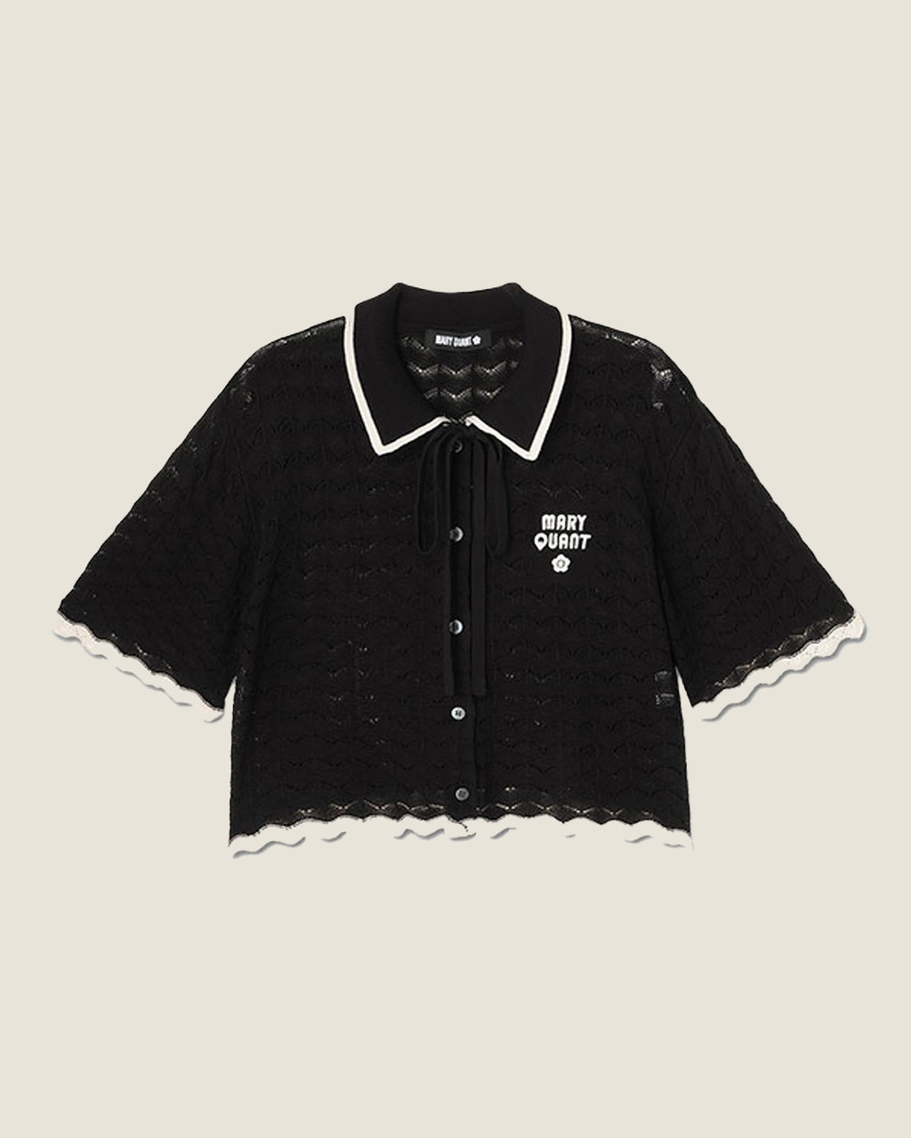 Retro Logo Crochet Polo Cardigan