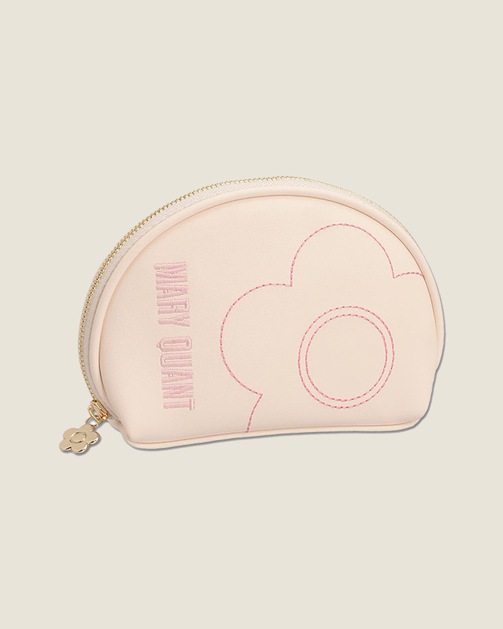 Pink Stitch Round Pouch