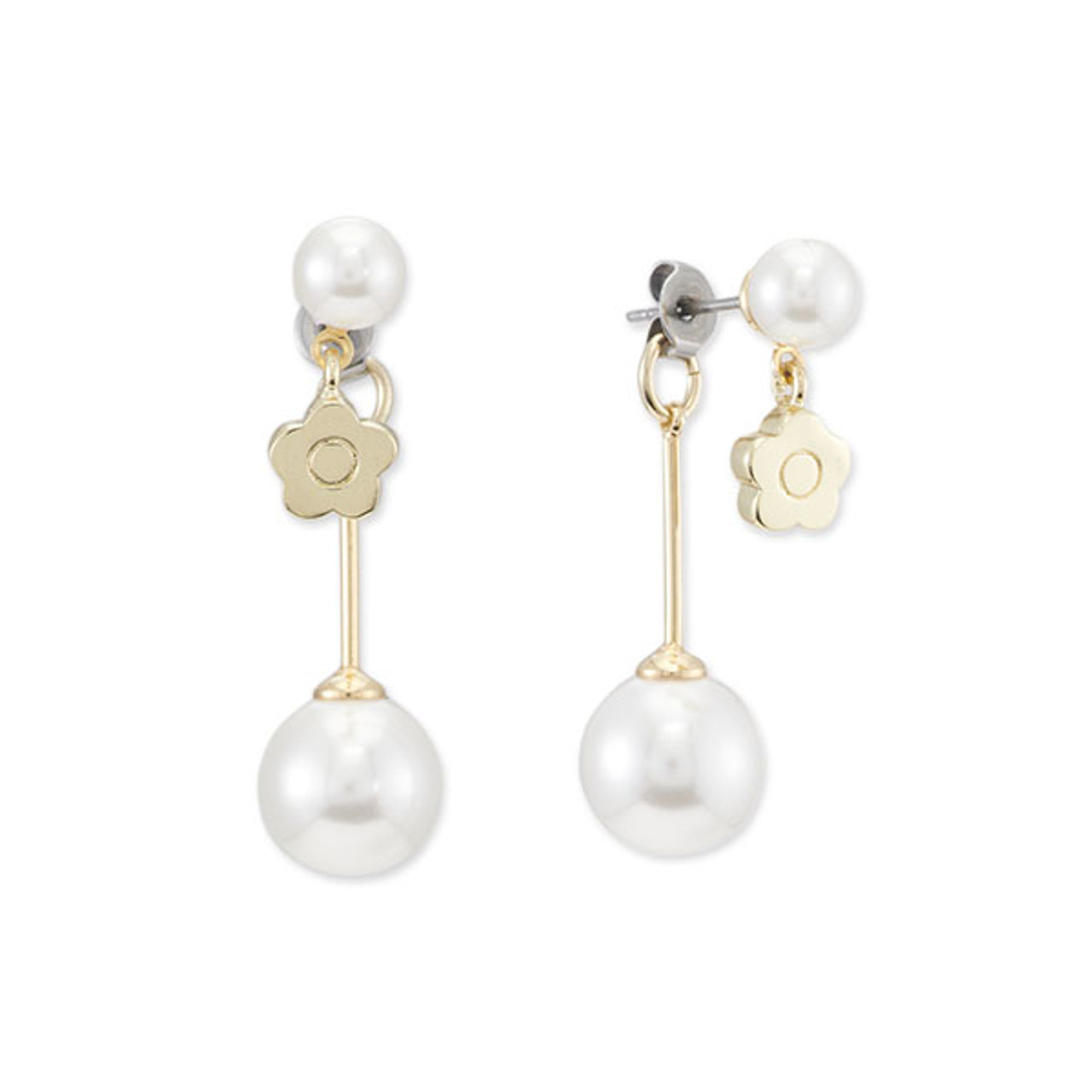 Metal Point Pearl Earrings