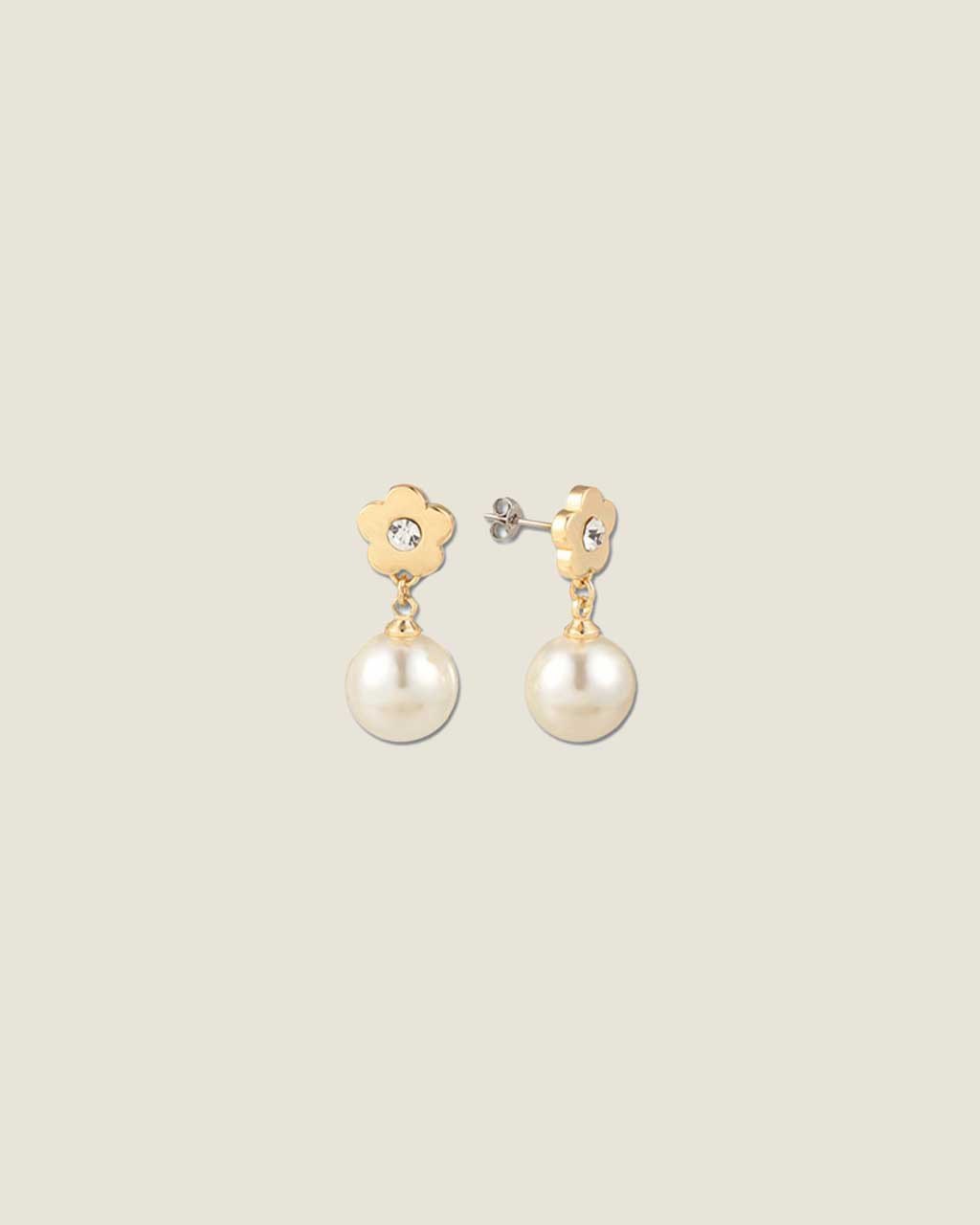 Metal Daisy Pearl Earring