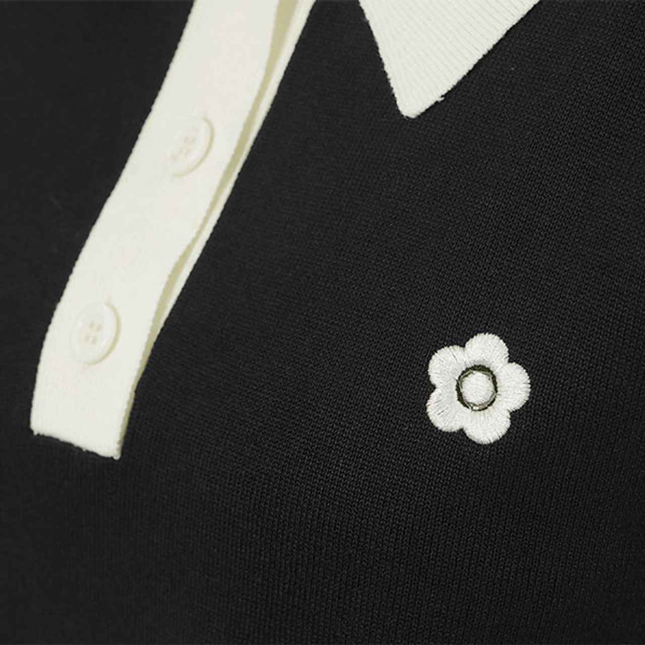 Bicolour Daisy Polo Neck Pullover