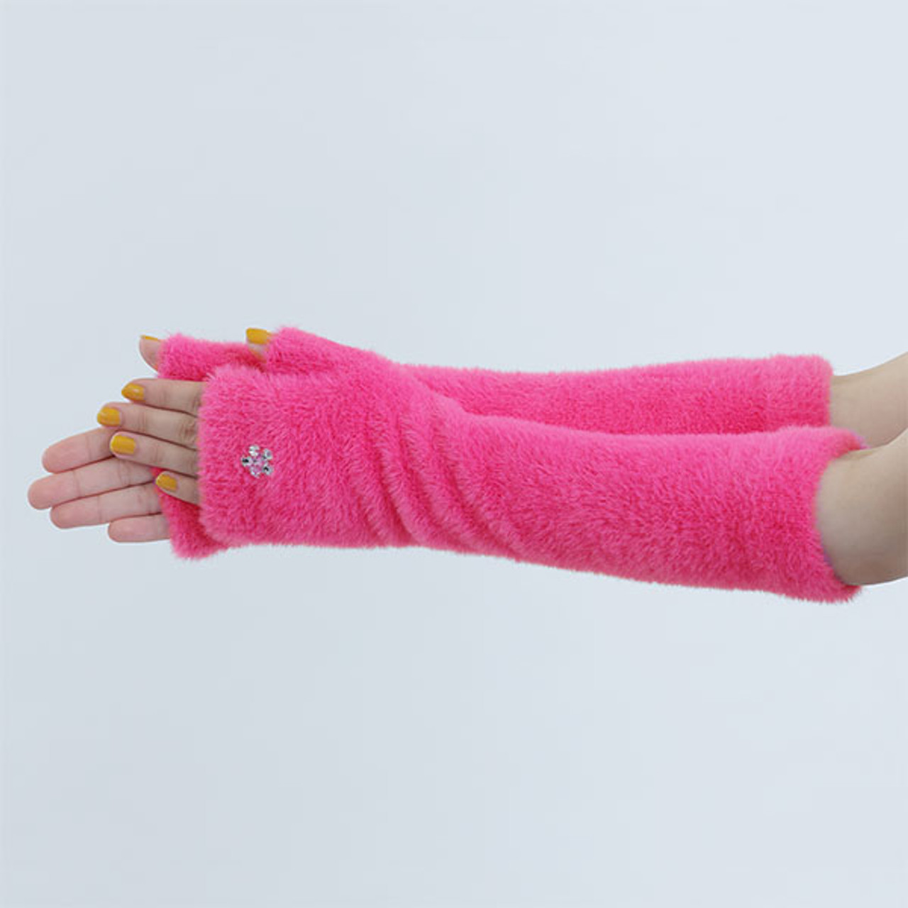 Shaggy Knitted Arm Warmers