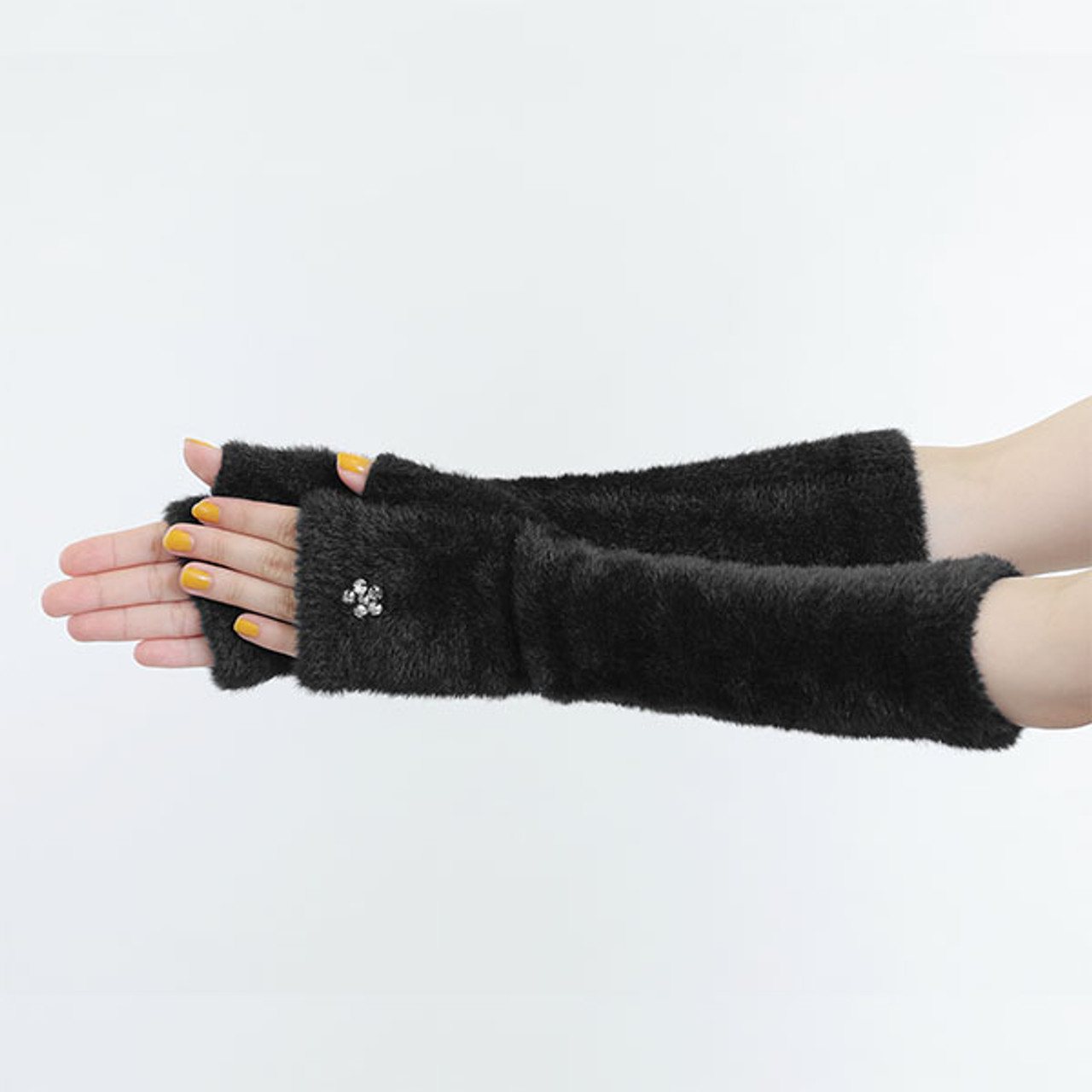 Shaggy Knitted Arm Warmers