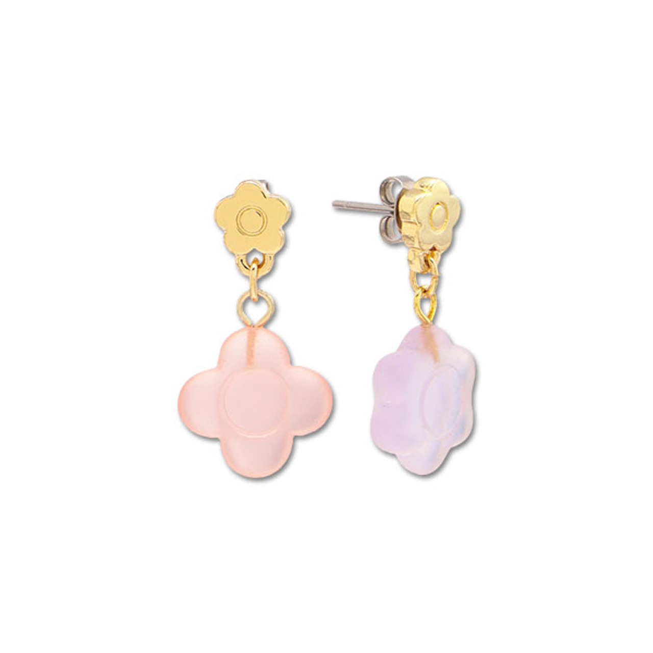 Daisy earrings made of resin. Pink and purple.