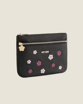 Bicolour Embroidery 2-Zipper Pouch