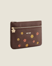 Bicolour Embroidery 2-Zipper Pouch