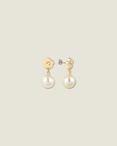 Metal Daisy Pearl Earring