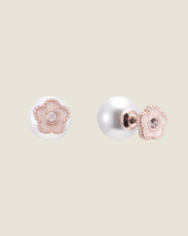 Reversible Pearl Metal Daisy Earring