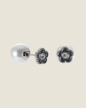 Reversible Pearl Metal Daisy Earring