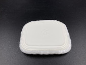 A soft to the touch puff for Face Final. The length of the fibres is designed specifically for Face Final, and they are made from polyester which is has elasticity to ensure a beautiful finish. The puff is white and fluffy and rectangular in shape. In this image, it is shown on a black background.