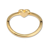 The gold ring with the heart shaped motif shown from the back.