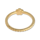 The with a gold daisy shaped motif shown from the back. The ring band has a textured effect.