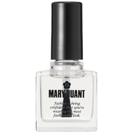A bottle of clear top coat. There is Mary Quant and the Mary Quant Daisy Printed on the front.