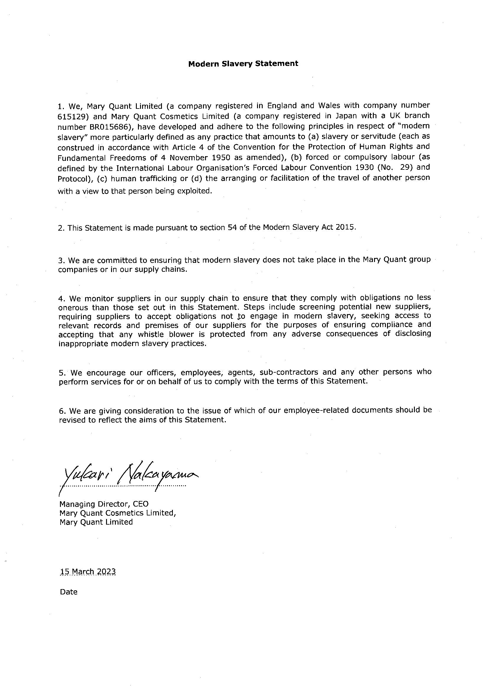 Modern Slavery Statement